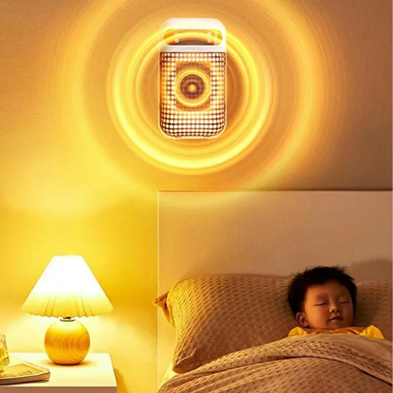 Wall Mounted Fan Heater Mini Energy Saving Portable Electric Heater PTC Ceramic for Bedroom / Living Room, EU Plug - White