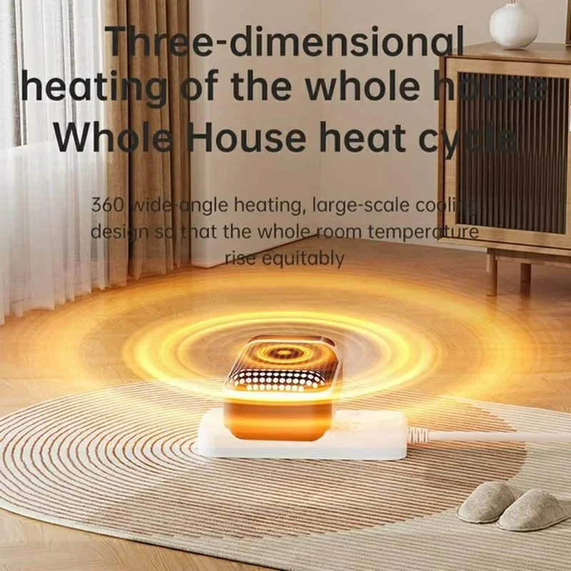 Wall Mounted Fan Heater Mini Energy Saving Portable Electric Heater PTC Ceramic for Bedroom / Living Room, EU Plug - White