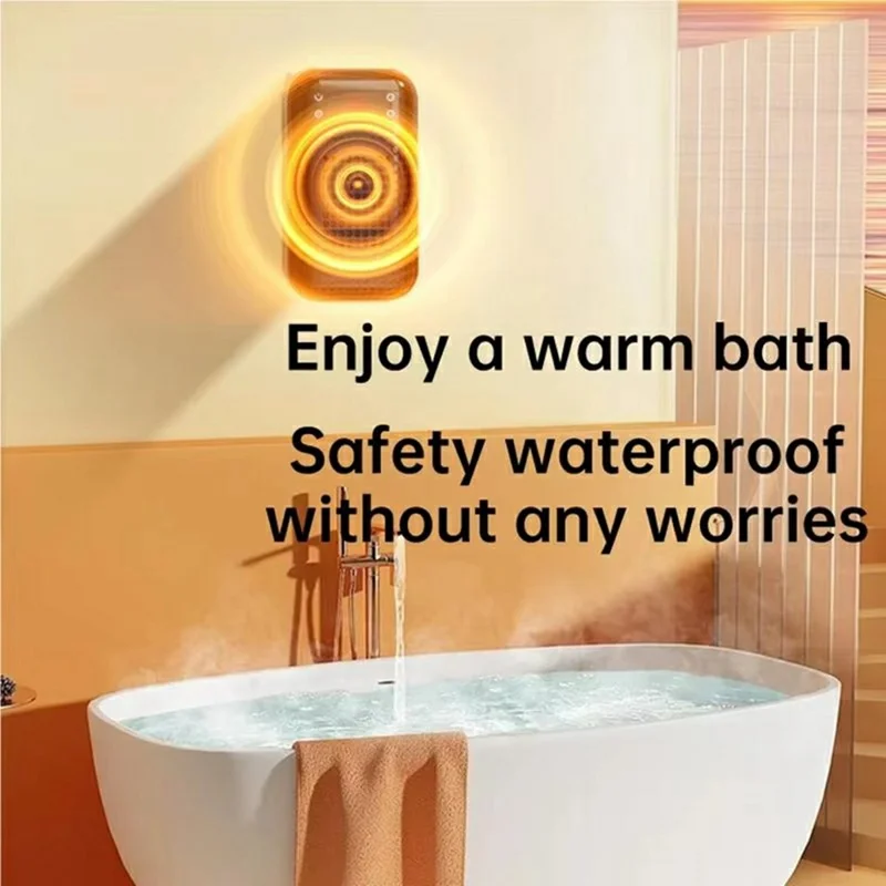 Wall Mounted Fan Heater Mini Energy Saving Portable Electric Heater PTC Ceramic for Bedroom / Living Room, EU Plug - White