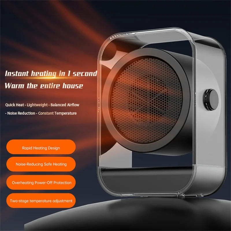 Portable Desktop Space Heater for Home / Office Electric Fan Heater Personal Heating Device, EU Plug - Black