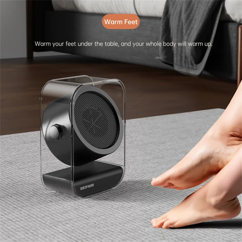 Portable Desktop Space Heater for Home / Office Electric Fan Heater Personal Heating Device, EU Plug - Black