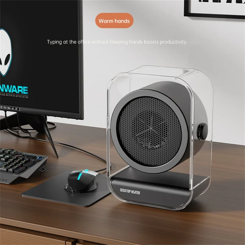 Portable Desktop Space Heater for Home / Office Electric Fan Heater Personal Heating Device, EU Plug - Black