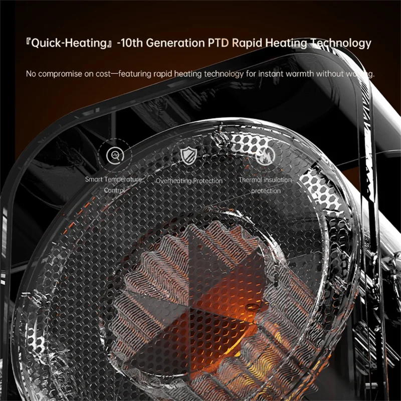 Portable Desktop Space Heater for Home / Office Electric Fan Heater Personal Heating Device, EU Plug - Black