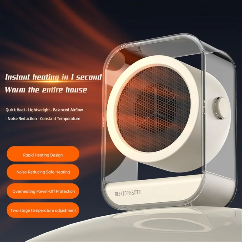Portable Desktop Space Heater for Home / Office Electric Fan Heater Personal Heating Device, EU Plug - Beige