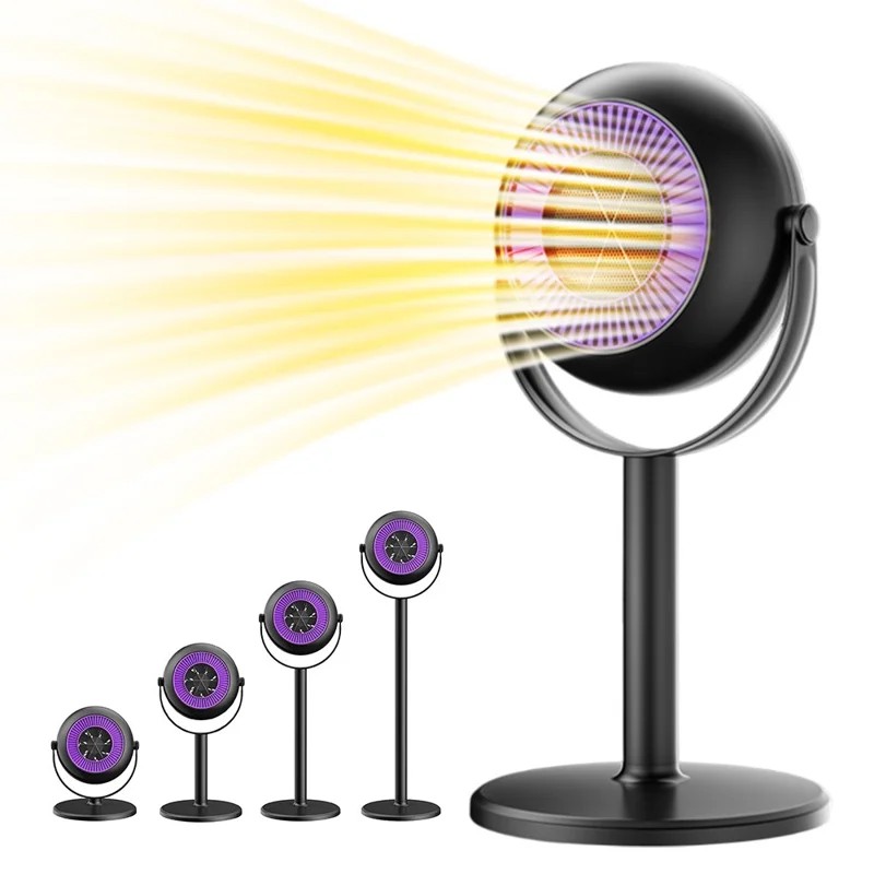 Adjustable Height Space Heater Floor Standing Fan Heater for Home / Bedroom / Office Electric Heater, EU Plug - Purple / Grey