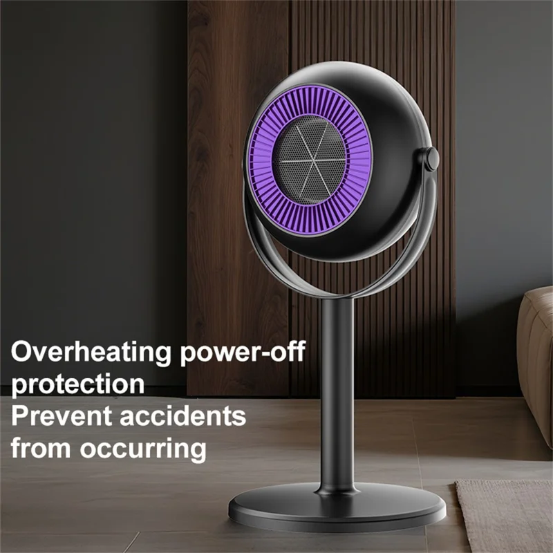 Adjustable Height Space Heater Floor Standing Fan Heater for Home / Bedroom / Office Electric Heater, EU Plug - Purple / Grey