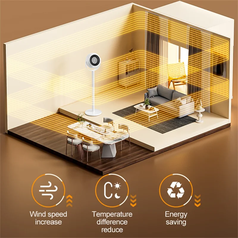 Adjustable Height Space Heater Floor Standing Fan Heater for Home / Bedroom / Office Electric Heater, EU Plug - Purple / Grey