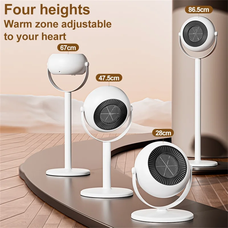 Adjustable Height Space Heater Floor Standing Fan Heater for Home / Bedroom / Office Electric Heater, EU Plug - Purple / Grey