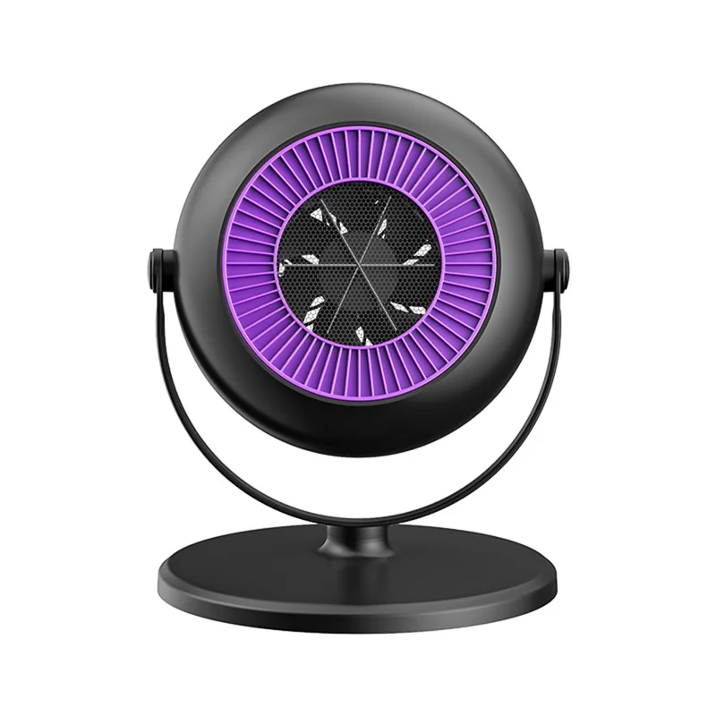 Adjustable Height Space Heater Floor Standing Fan Heater for Home / Bedroom / Office Electric Heater, EU Plug - Purple / Grey