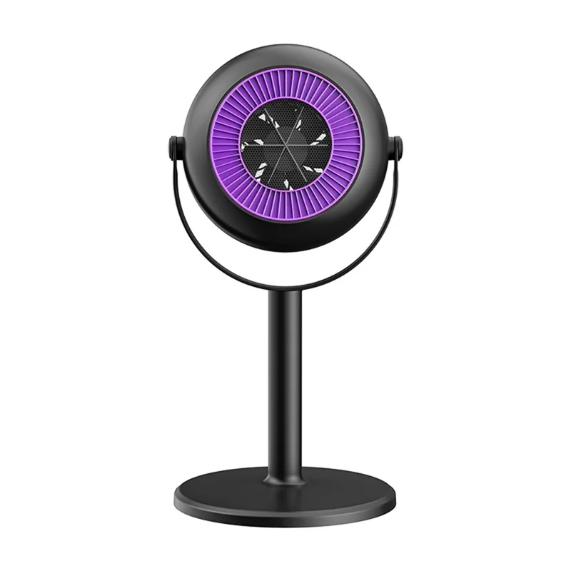 Adjustable Height Space Heater Floor Standing Fan Heater for Home / Bedroom / Office Electric Heater, EU Plug - Purple / Grey