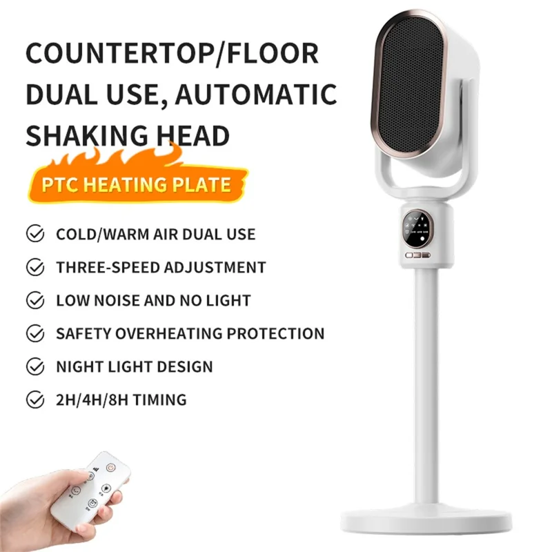DGS-N6 1800W Riscaldatore Ambientale PTC con Telecomando, Oscillante, Display Digitale, Ventilatore Riscaldante - Spina UE