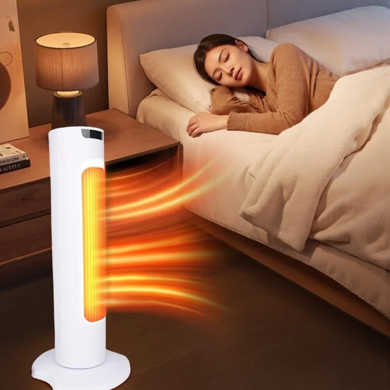 CX-1691 Upright Space Heater PTC Ceramic Heating 60 Degree Oscillation Remote Control LED Display Tower Heater, EU Plug - White