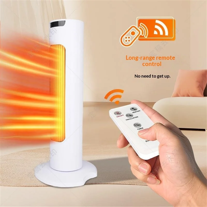 CX-1691 Upright Space Heater PTC Ceramic Heating 60 Degree Oscillation Remote Control LED Display Tower Heater, EU Plug - White