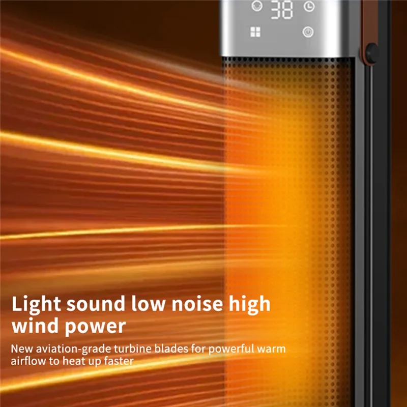 HQ30-300BS Smart Vertical Heater 2000W PTC Ceramic 3D Flame Effect Temperature Control Timer Space Heater for Indoor Heating, EU Plug - Black
