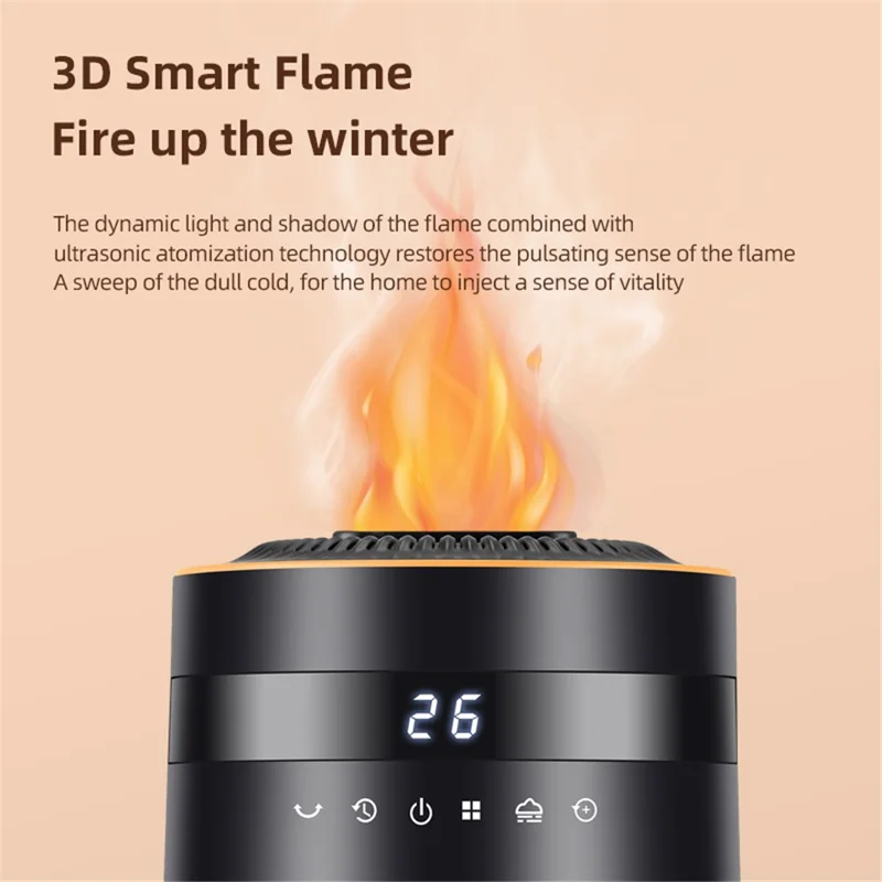 HQ27-270BRS 1500W Humidifying Space Heater PTC Ceramic Remote Control Oscillating Electric Heater for Home, EU Plug - Black