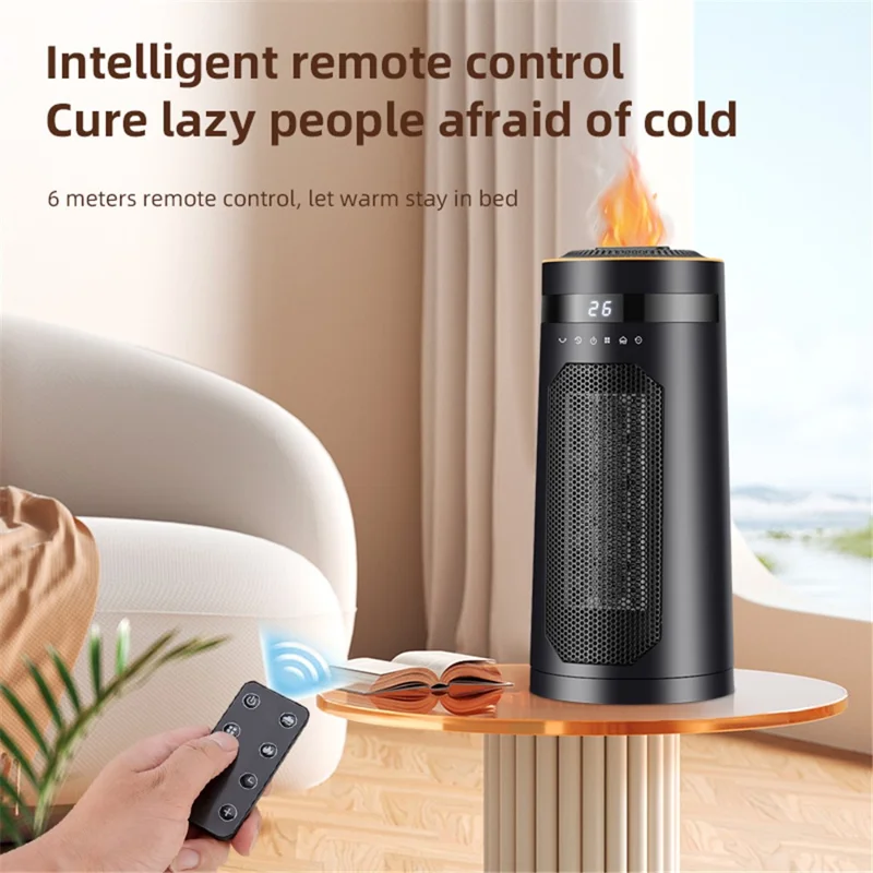 HQ27-270BRS 1500W Humidifying Space Heater PTC Ceramic Remote Control Oscillating Electric Heater for Home, EU Plug - Black