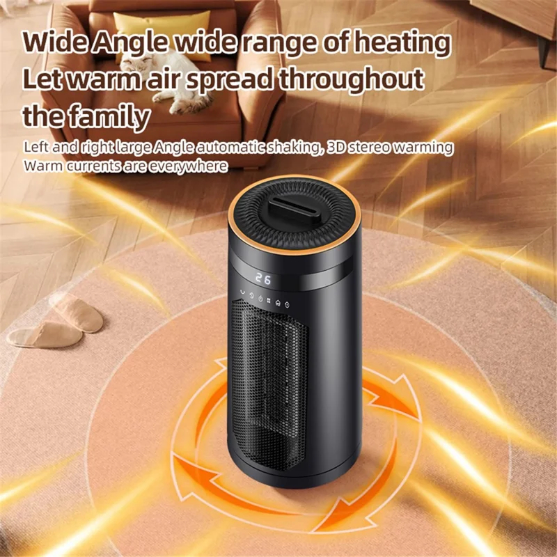 HQ27-270BRS 1500W Humidifying Space Heater PTC Ceramic Remote Control Oscillating Electric Heater for Home, EU Plug - Black