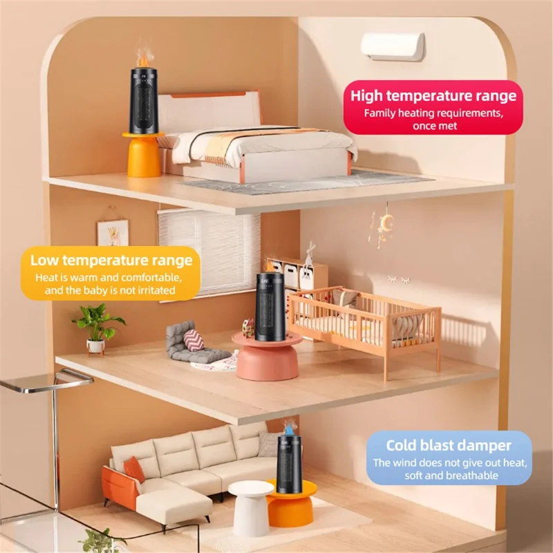 HQ27-270BRS 1500W Humidifying Space Heater PTC Ceramic Remote Control Oscillating Electric Heater for Home, EU Plug - Black