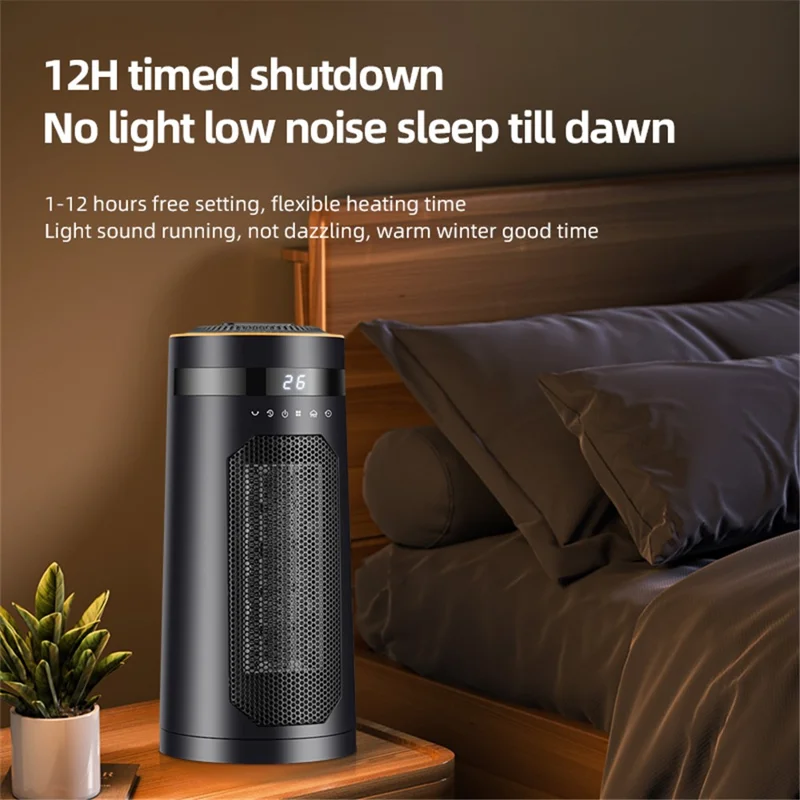 HQ27-270BRS 1500W Humidifying Space Heater PTC Ceramic Remote Control Oscillating Electric Heater for Home, EU Plug - Black