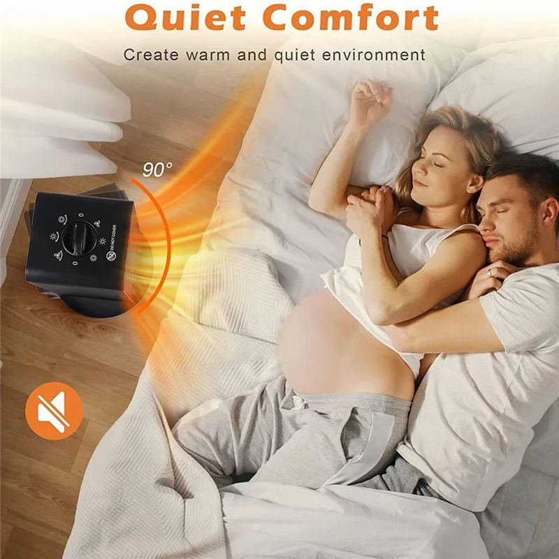 1200W Electric Space Heater 3 Modes Quiet Heating PTC Heater Fast Heating Up Overheating Protection Fan - UK Plug