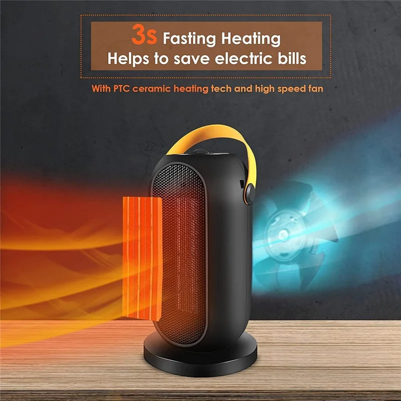 1200W Electric Space Heater 3 Modes Quiet Heating PTC Heater Fast Heating Up Overheating Protection Fan - UK Plug