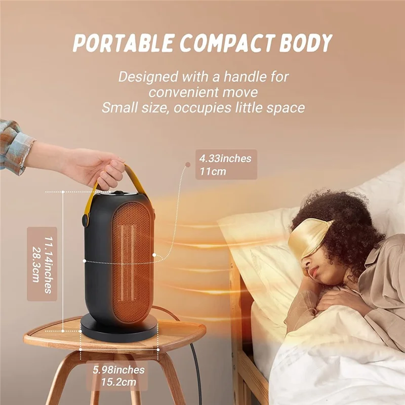 1200W Electric Space Heater 3 Modes Quiet Heating PTC Heater Fast Heating Up Overheating Protection Fan - UK Plug