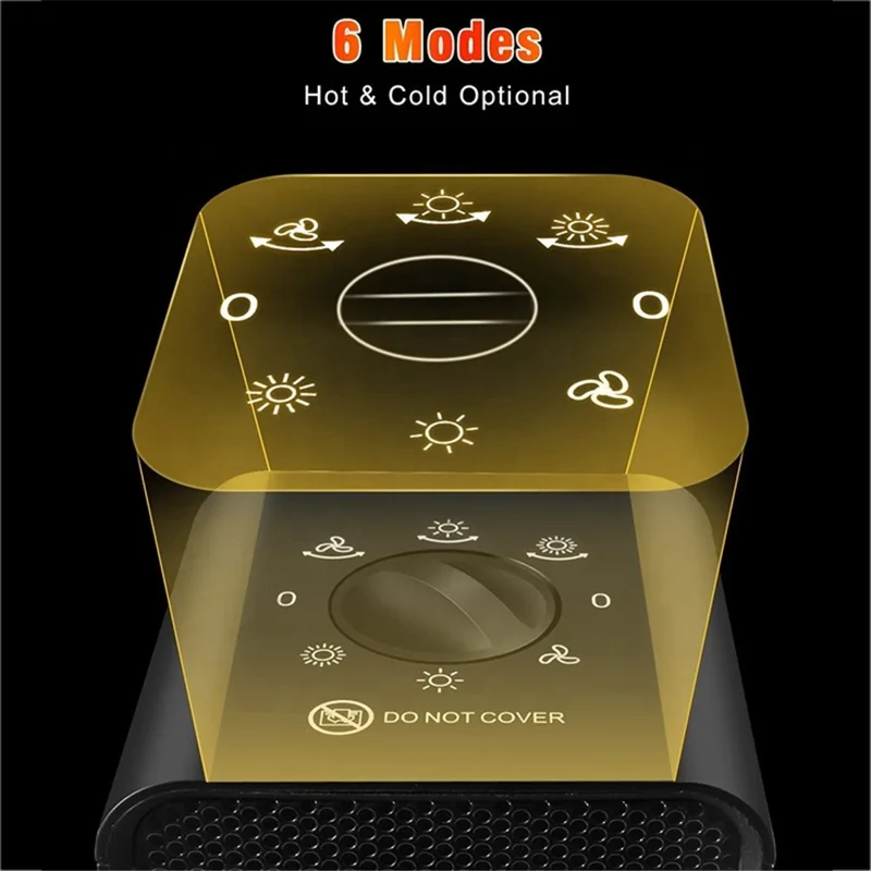 1200W Electric Space Heater 3 Modes Quiet Heating PTC Heater Fast Heating Up Overheating Protection Fan - UK Plug