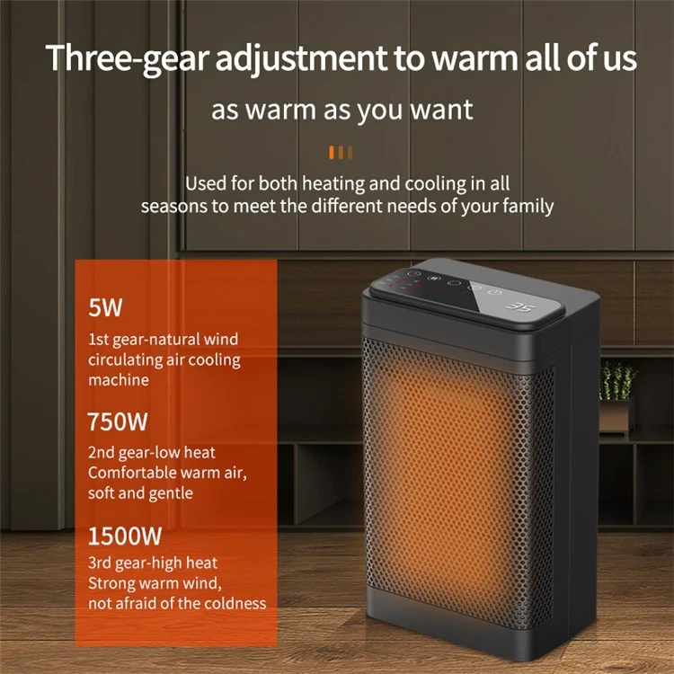 YND-1200D Mini PTC Riscaldatore Elettrico Invernale Casa Invernale Ventola di Riscaldamento a Vento Caldo Con Pannello Digital Display Touch - Spina Degli Stati Uniti