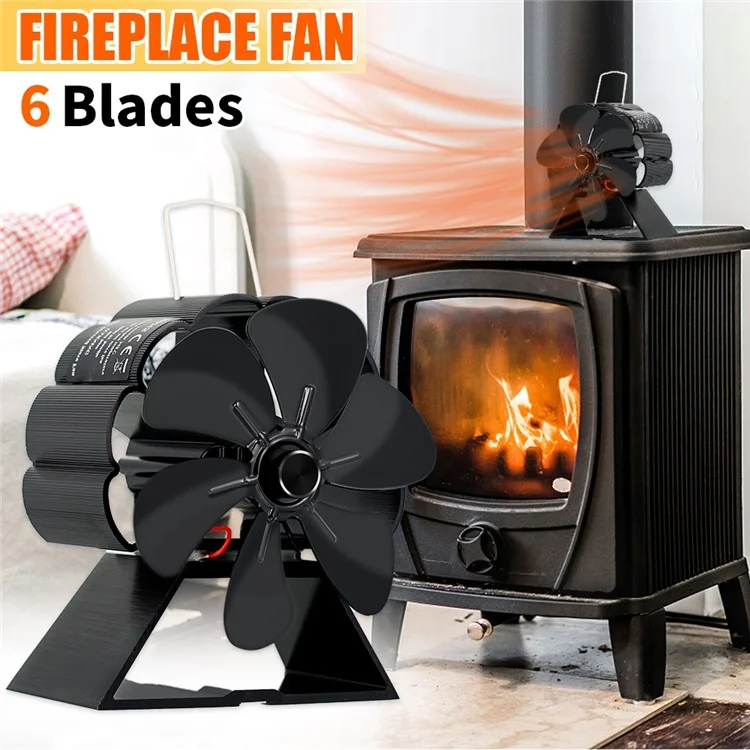 6 Blade Mini Cireplace Heat Petave Plave Plave Fan Log Log Gurner Silent Home Home Cirepm