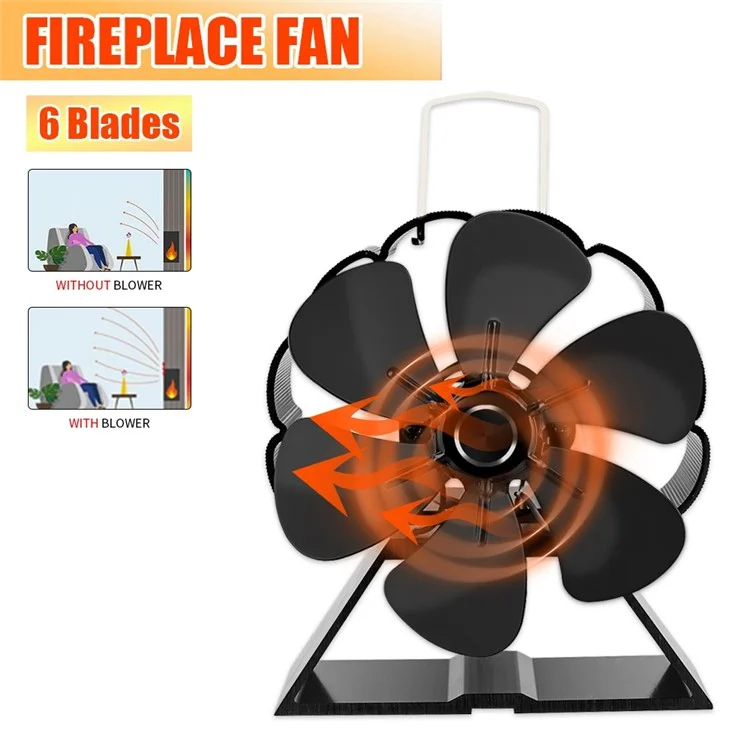 6 Blade Mini Cireplace Heat Petave Plave Plave Fan Log Log Gurner Silent Home Home Cirepm