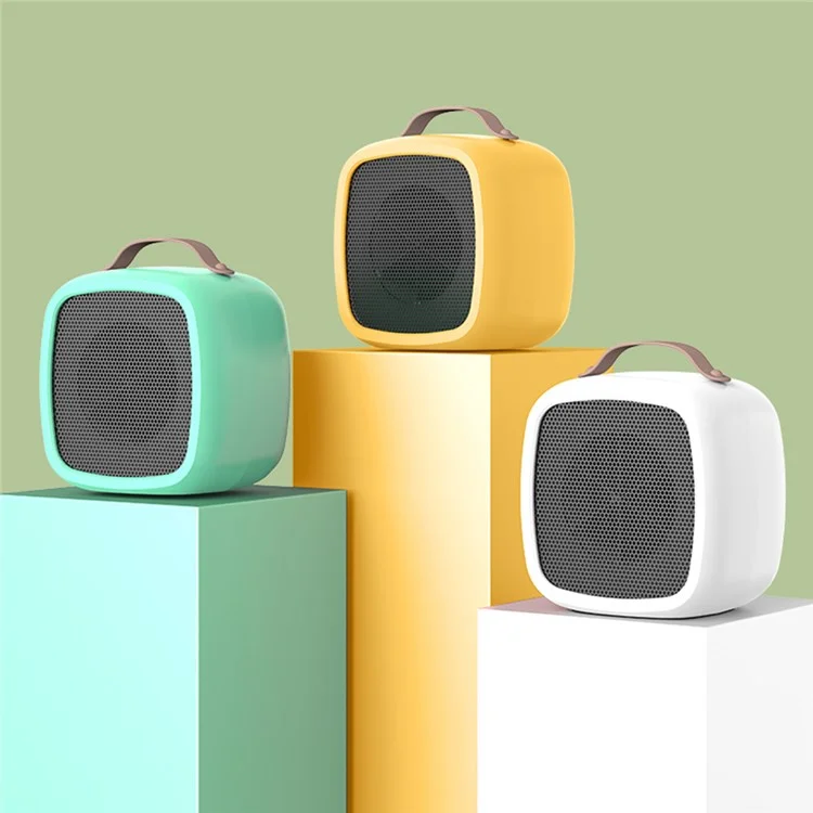 Portable Mini Electric Heater Desktop 500W Retro Warmer Hot Wind Silent Electric Heater with 2 Speed for Home, Office - Yellow / EU Plug