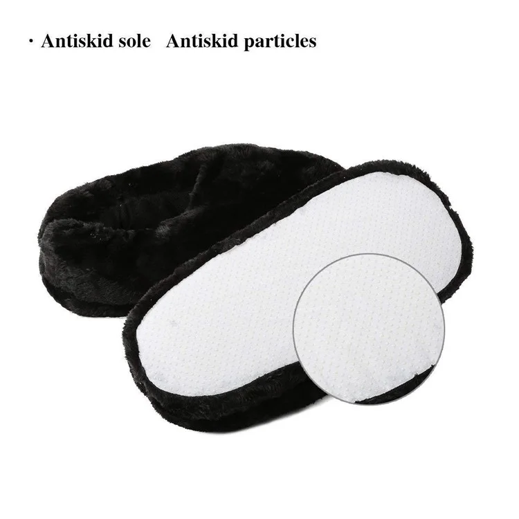 Size 36-46 USB Electric Heated Slippers Winter Thicken Feet Warmer Plush Shoes Foot Heater - Black