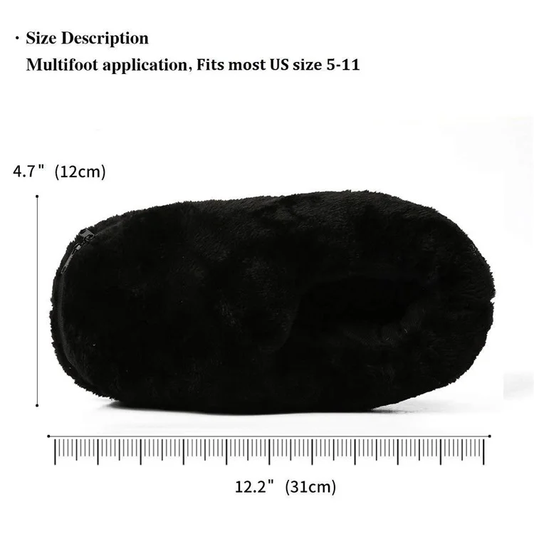 Size 36-46 USB Electric Heated Slippers Winter Thicken Feet Warmer Plush Shoes Foot Heater - Black