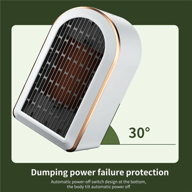 Aquecedor de Mesa Cerâmico de 1200W, Baixo Ruído, com 2 Modos para Quarto, Sala de Estar, Escritório - Verde / Plugue EUA
