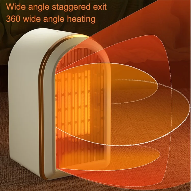 Aquecedor de Mesa Cerâmico de 1200W, Baixo Ruído, com 2 Modos para Quarto, Sala de Estar, Escritório - Verde / Plugue EUA