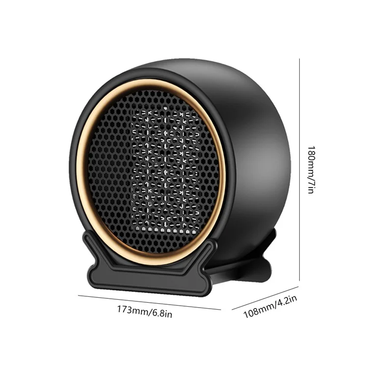 Chauffe-espace personnel portable PTC céramique 1200W X7 avec 2 modes pour bureau, pièce, utilisation intérieure - Noir / Prise EU