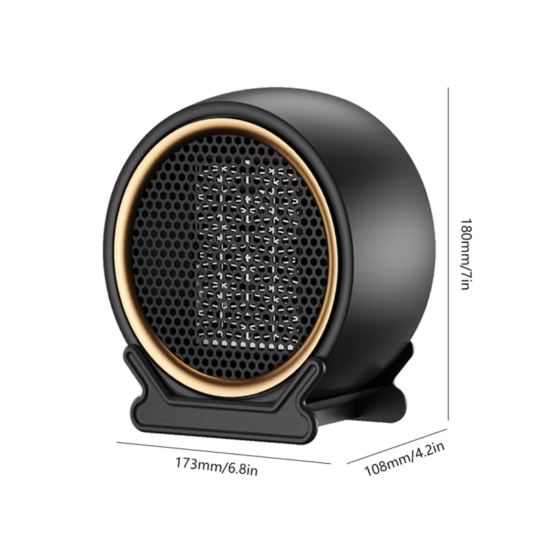 X7 1200W PTC Ceramic Personal Heater Space Heater Fan with 2 Modes for Office Room Desk Indoor Use - Black / US Plug
