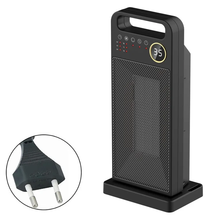 YND-2000D 1500W PTC Aquecedor Cerâmico com Exibição LCD Aquecedor Elétrico Vertical com Controle Remoto - Plugue Europeu
