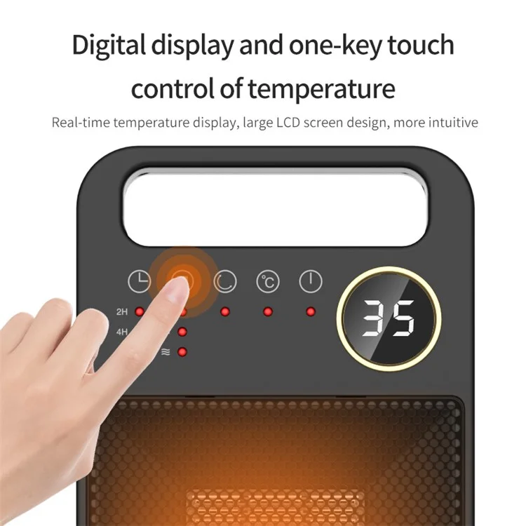 YND-2000D 1500W PTC Aquecedor Cerâmico com Exibição LCD Aquecedor Elétrico Vertical com Controle Remoto - Plugue Europeu