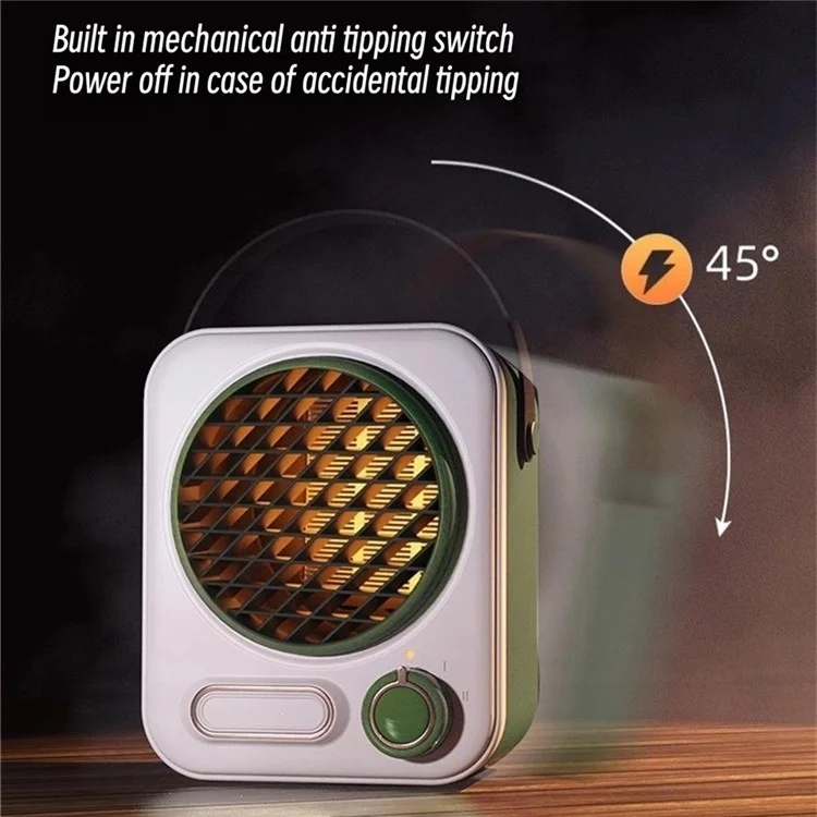 N9 Small Desktop Heater Household Mini Heating Fan Portable Office Warmer Device - Green / US Plug