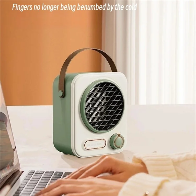 N9 Small Desktop Heater Household Mini Heating Fan Portable Office Warmer Device - Green / US Plug
