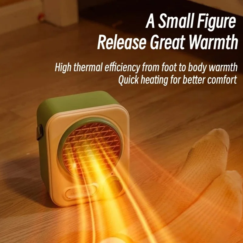 N9 Small Desktop Heater Household Mini Heating Fan Portable Office Warmer Device - Green / EU Plug