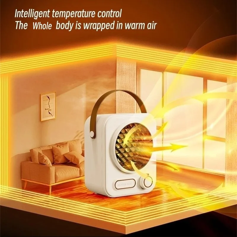 N9 Small Desktop Heater Household Mini Heating Fan Portable Office Warmer Device - White / US Plug