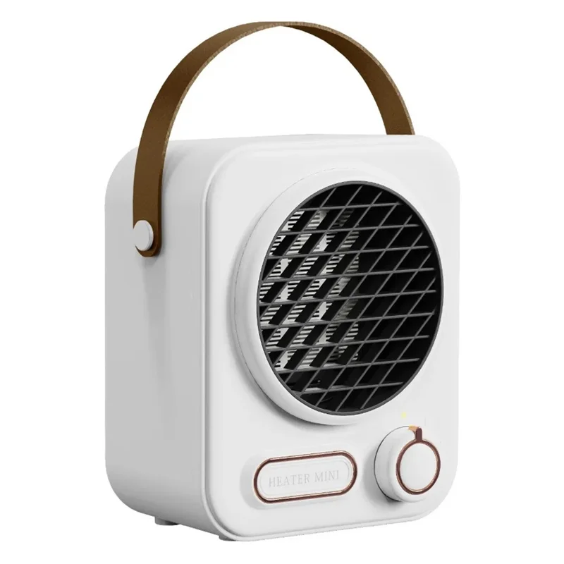 N9 Small Desktop Heater Household Mini Heating Fan Portable Office Warmer Device - White / UK Plug