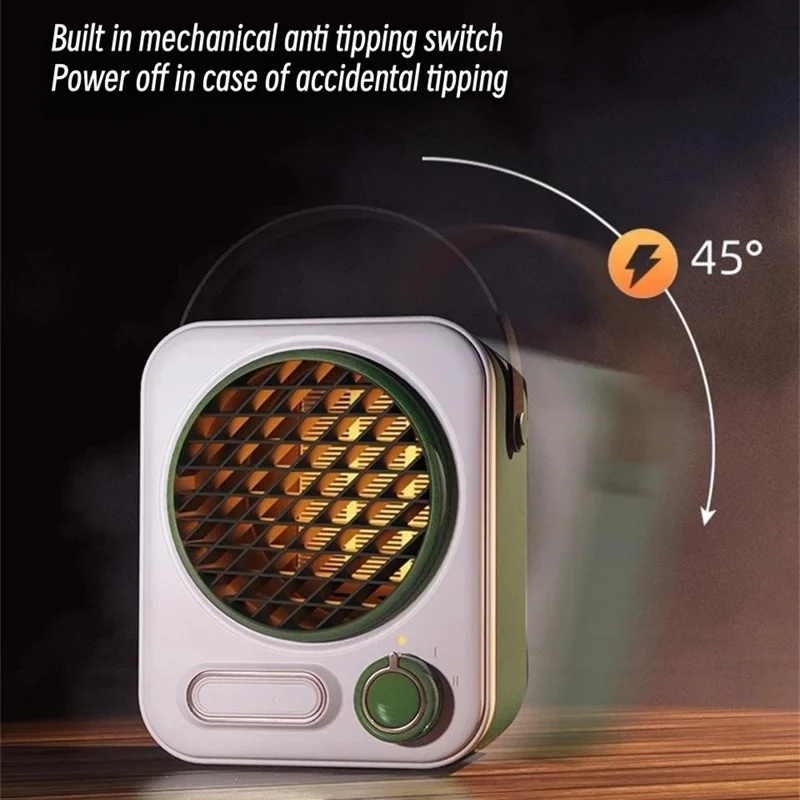 N9 Small Desktop Heater Household Mini Heating Fan Portable Office Warmer Device - White / UK Plug