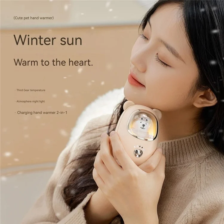 GXZ-N6 Cute Pet Shape 6800mAh Hand Warmer Power Bank Portable Phone Charger Hand Heater with 3 Gear - Gelb