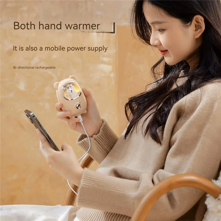 GXZ-N6 Cute Pet Shape 6800mAh Hand Warmer Power Bank Portable Phone Charger Hand Heater with 3 Gear - Gelb