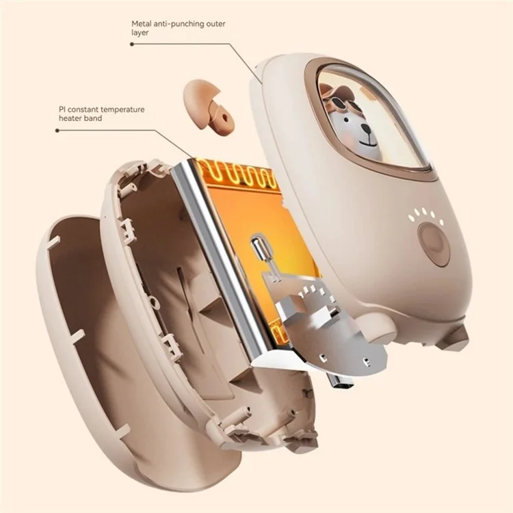 GXZ-N6 Cute Pet Shape 6800mAh Hand Warmer Power Bank Portable Phone Charger Hand Heater with 3 Gear - Gelb