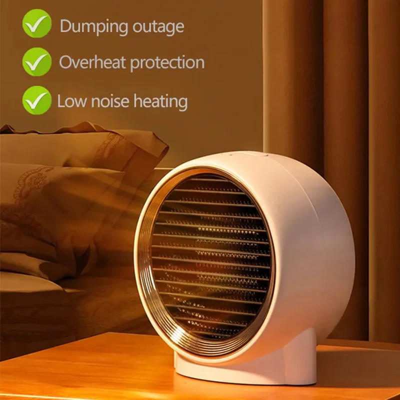 N8 Desktop Electric Heater Warm Wind Heating Fan Winter Home Office Mini Heater - White / UK Plug
