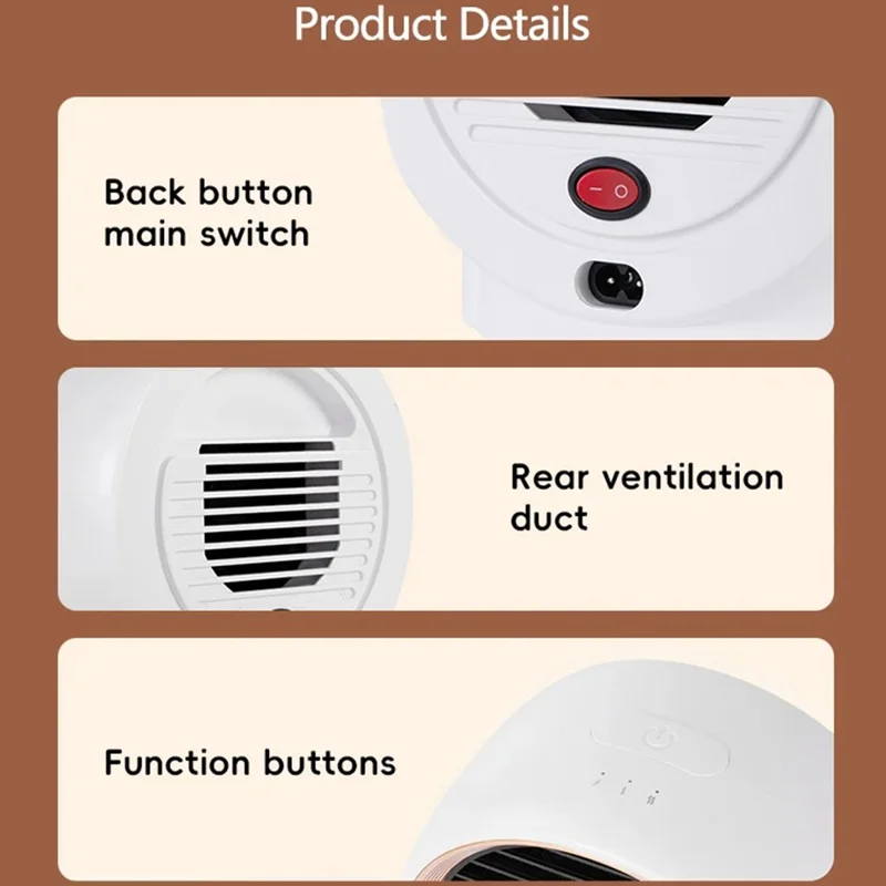 N8 Desktop Electric Heater Warm Wind Heating Fan Winter Home Office Mini Heater - Black / EU Plug